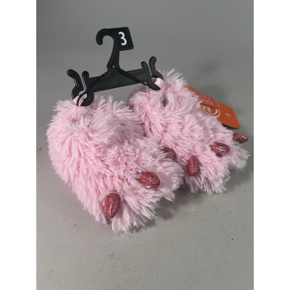 Wonder Nation Plush Pink Monster Claw Baby Infant Slippers Size 3